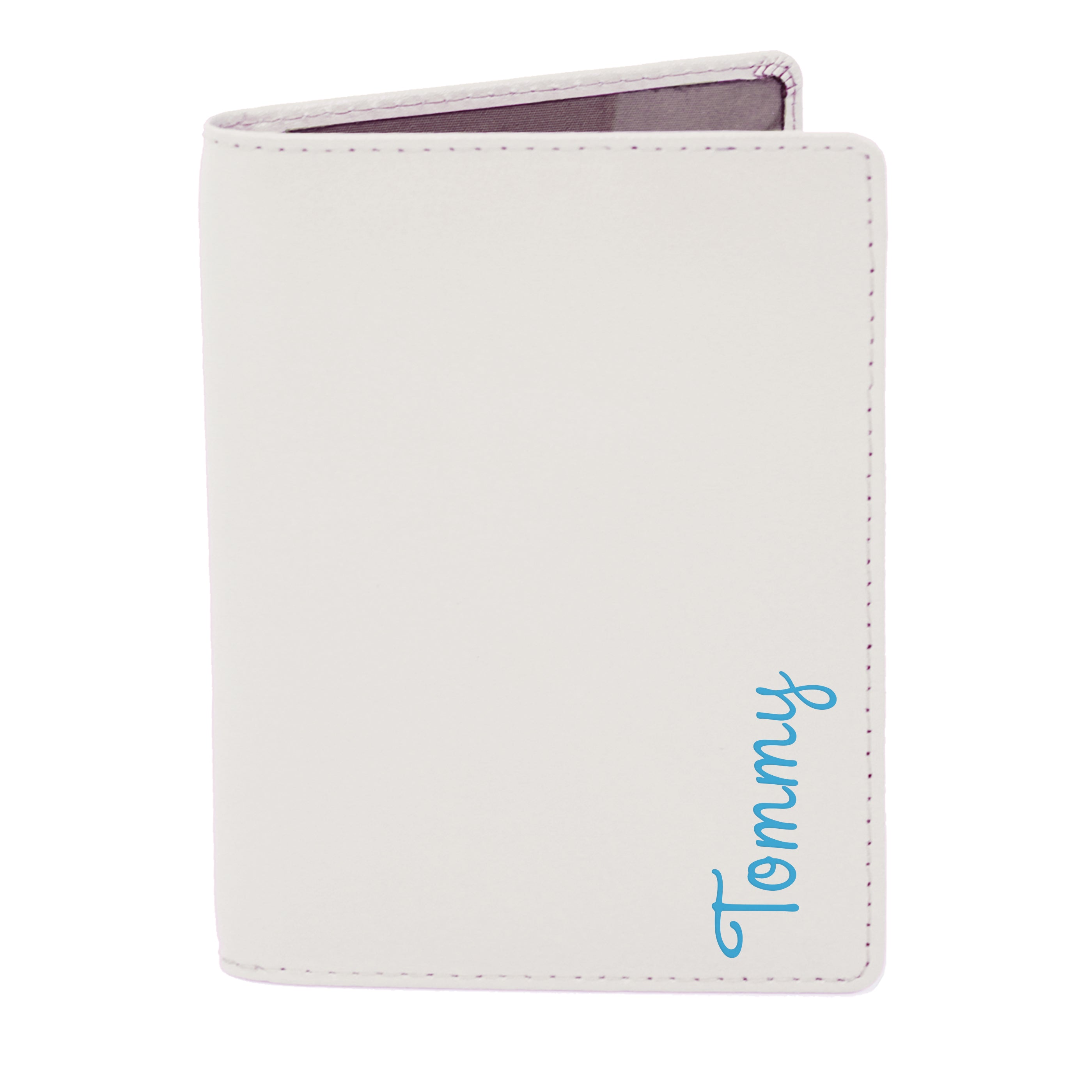 Personalised Blue Name Cream Passport Holder