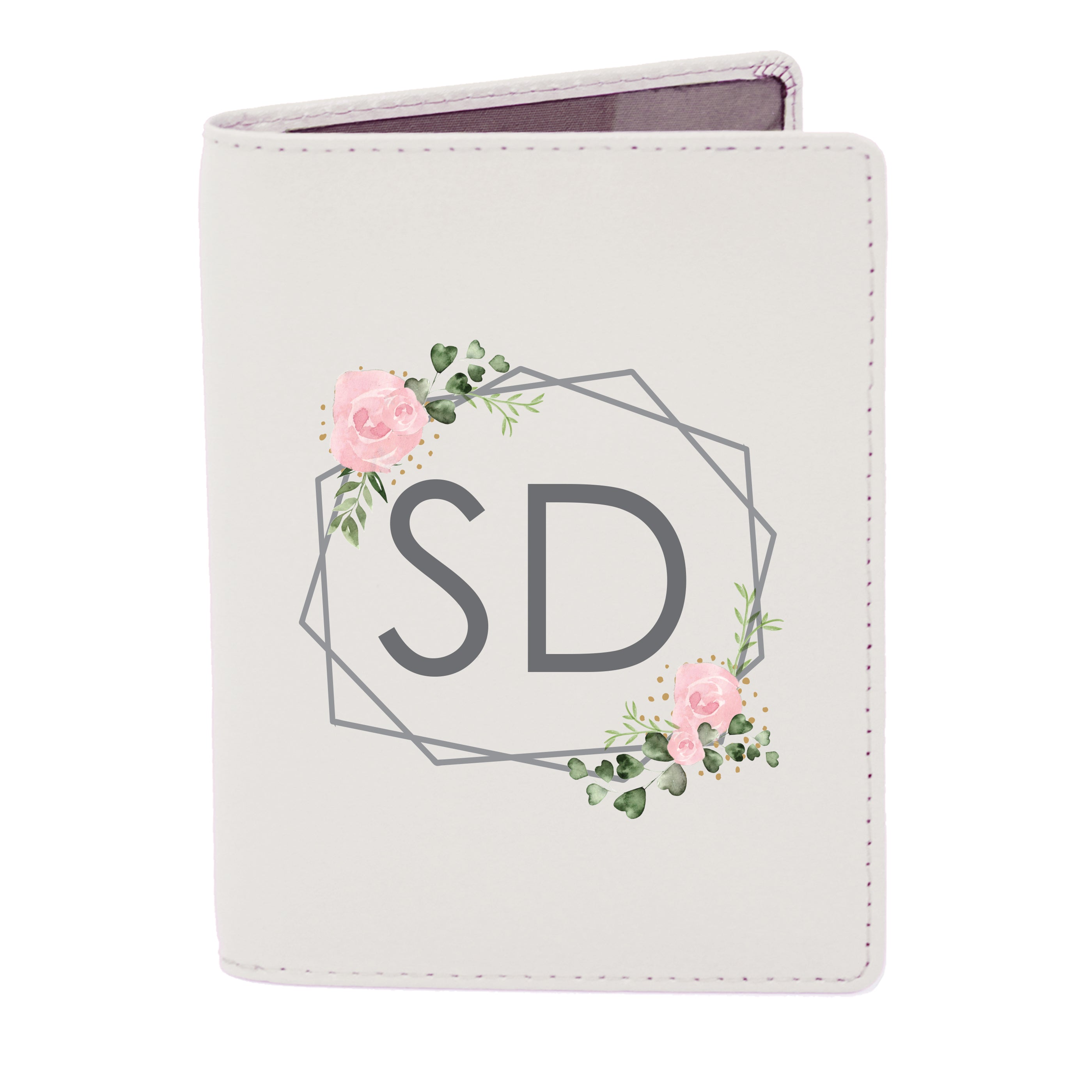 Personalised Floral Cream Passport Holder