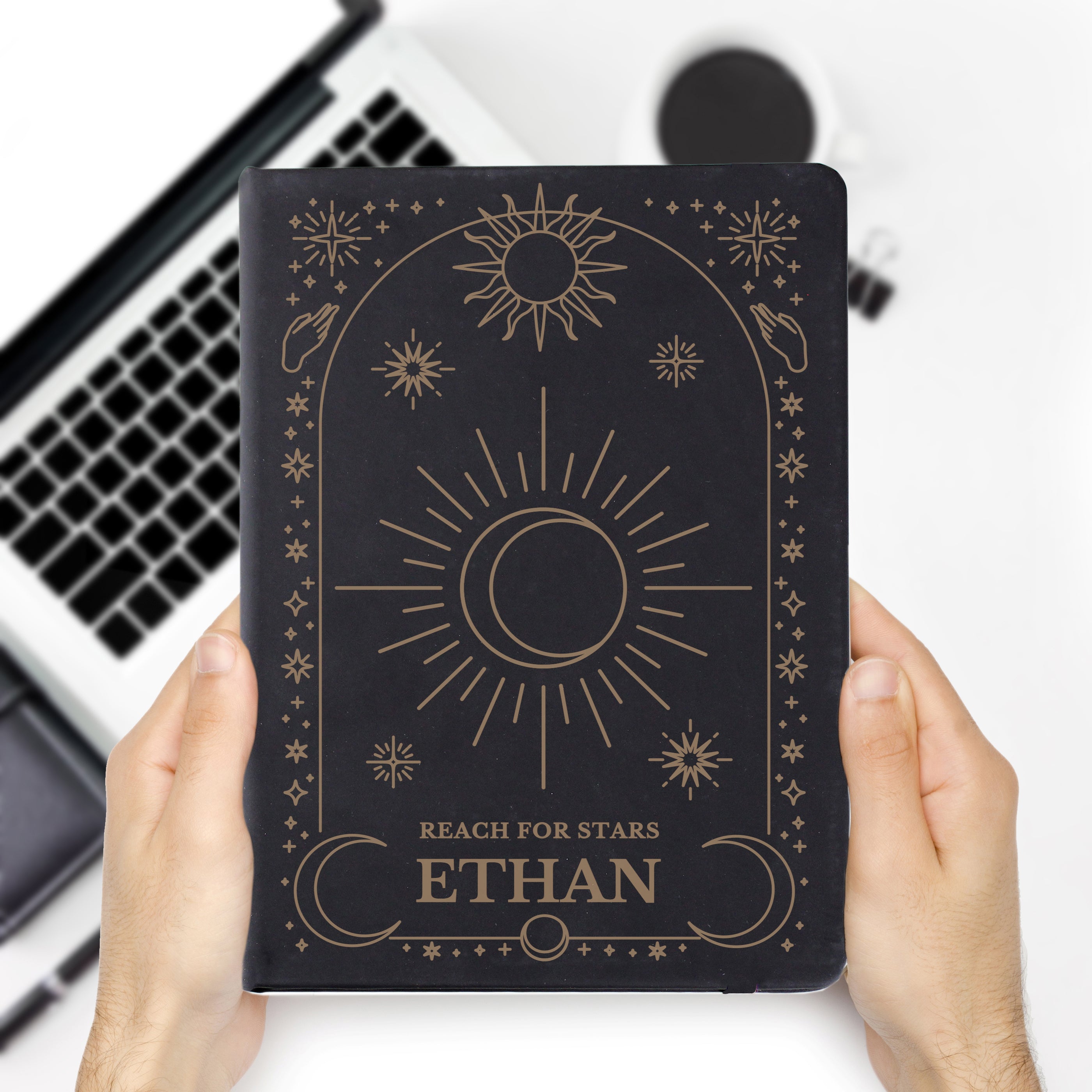 Personalised Celestial Black Hardback Notebook