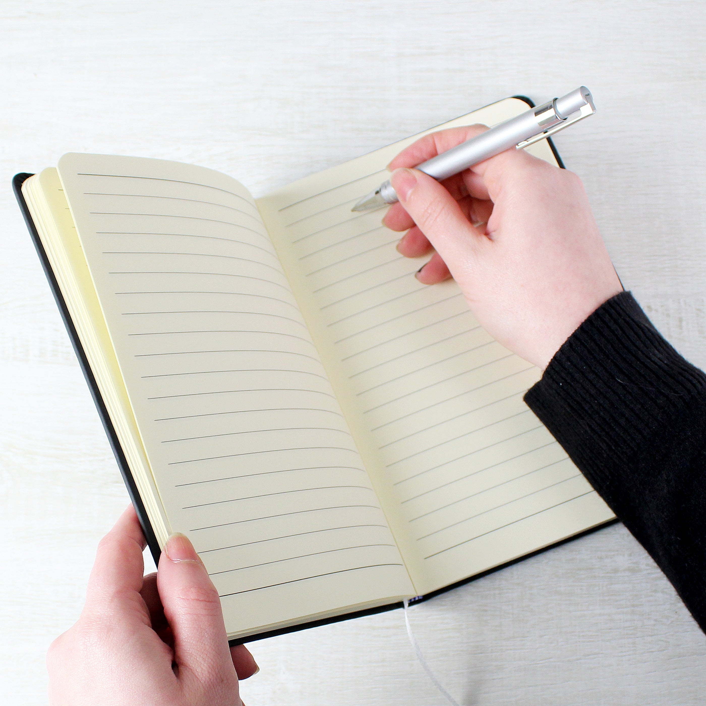 Personalised Celestial Black Hardback Notebook