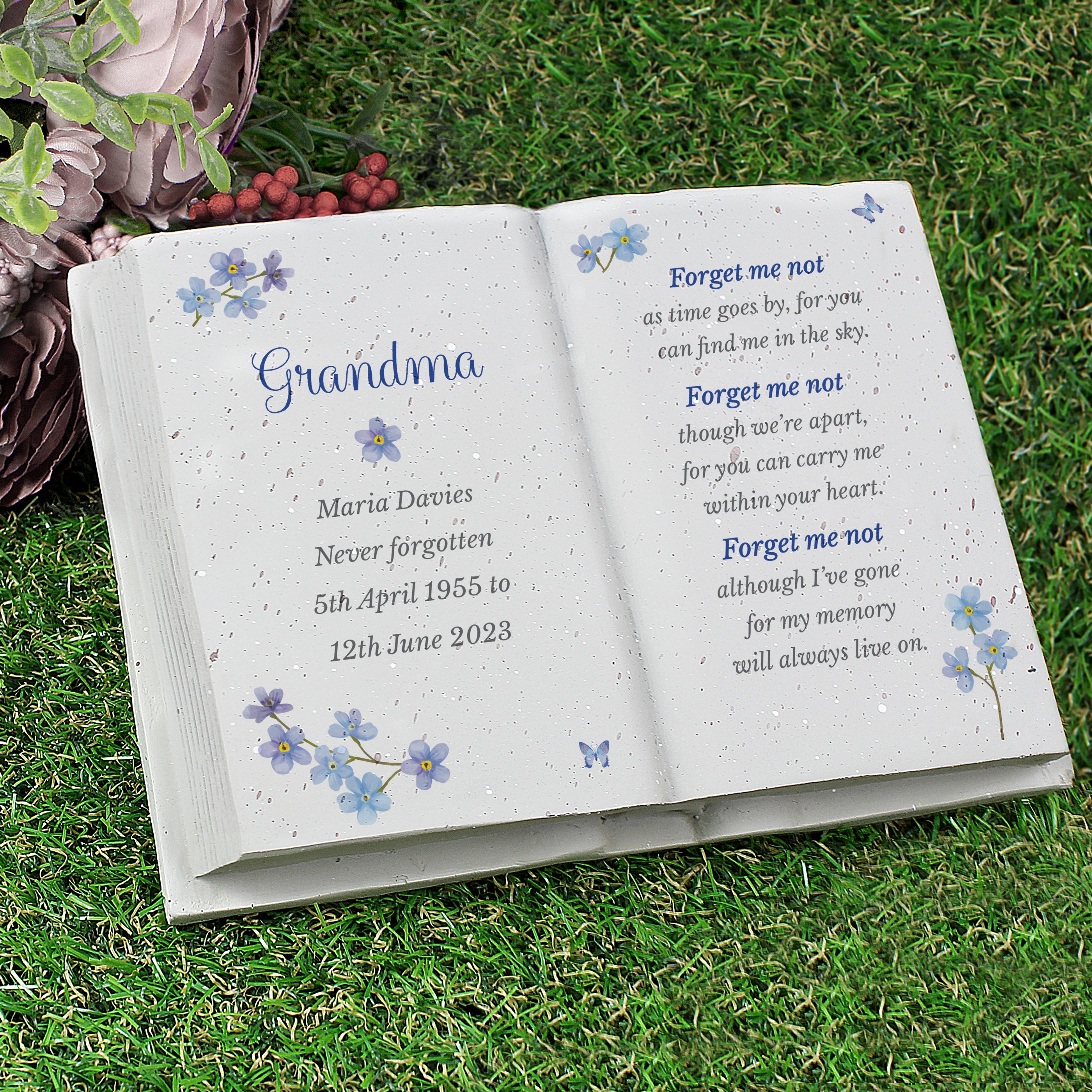 Personalised Forget Me Not Memorial Resin Book