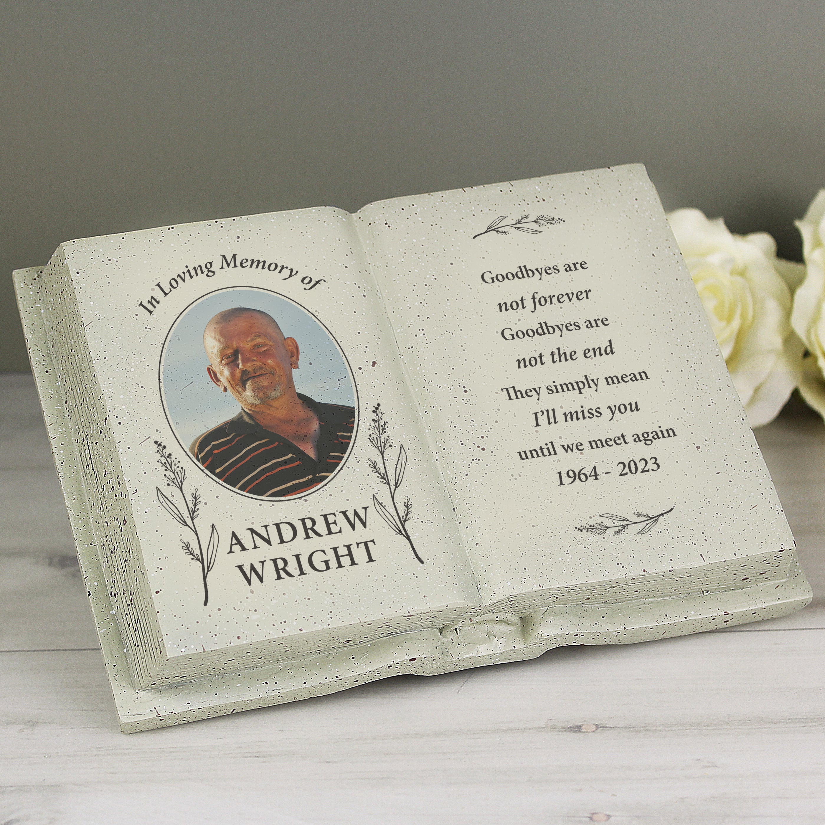 Personalised Botanical Memorial Photo Upload Resin Book