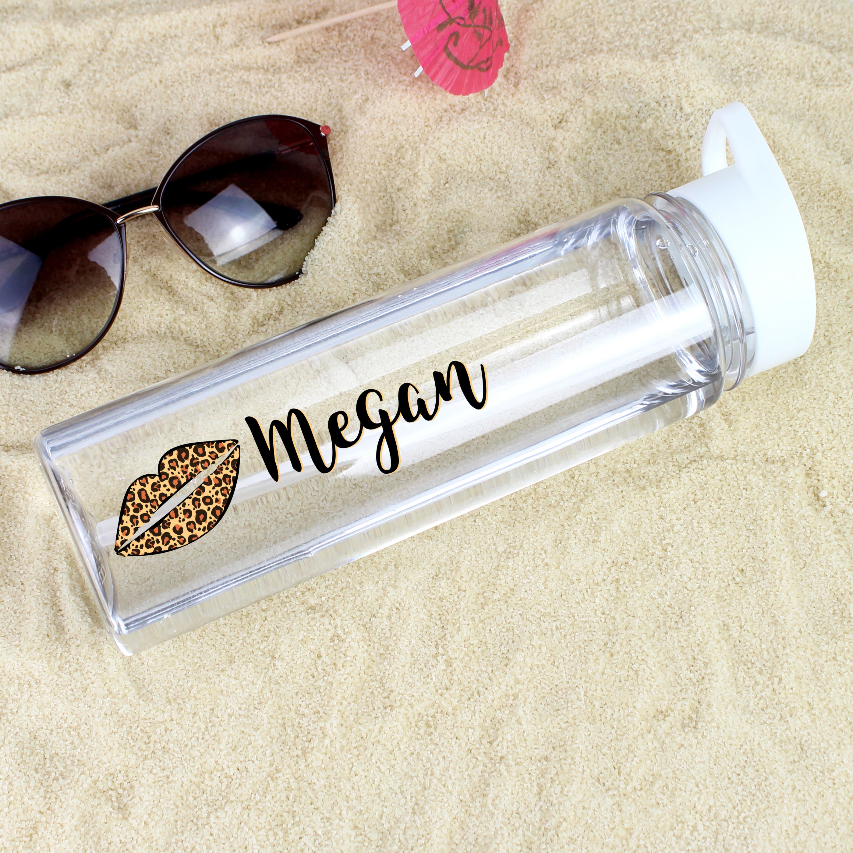 Personalised Leopard Lips Water Bottle