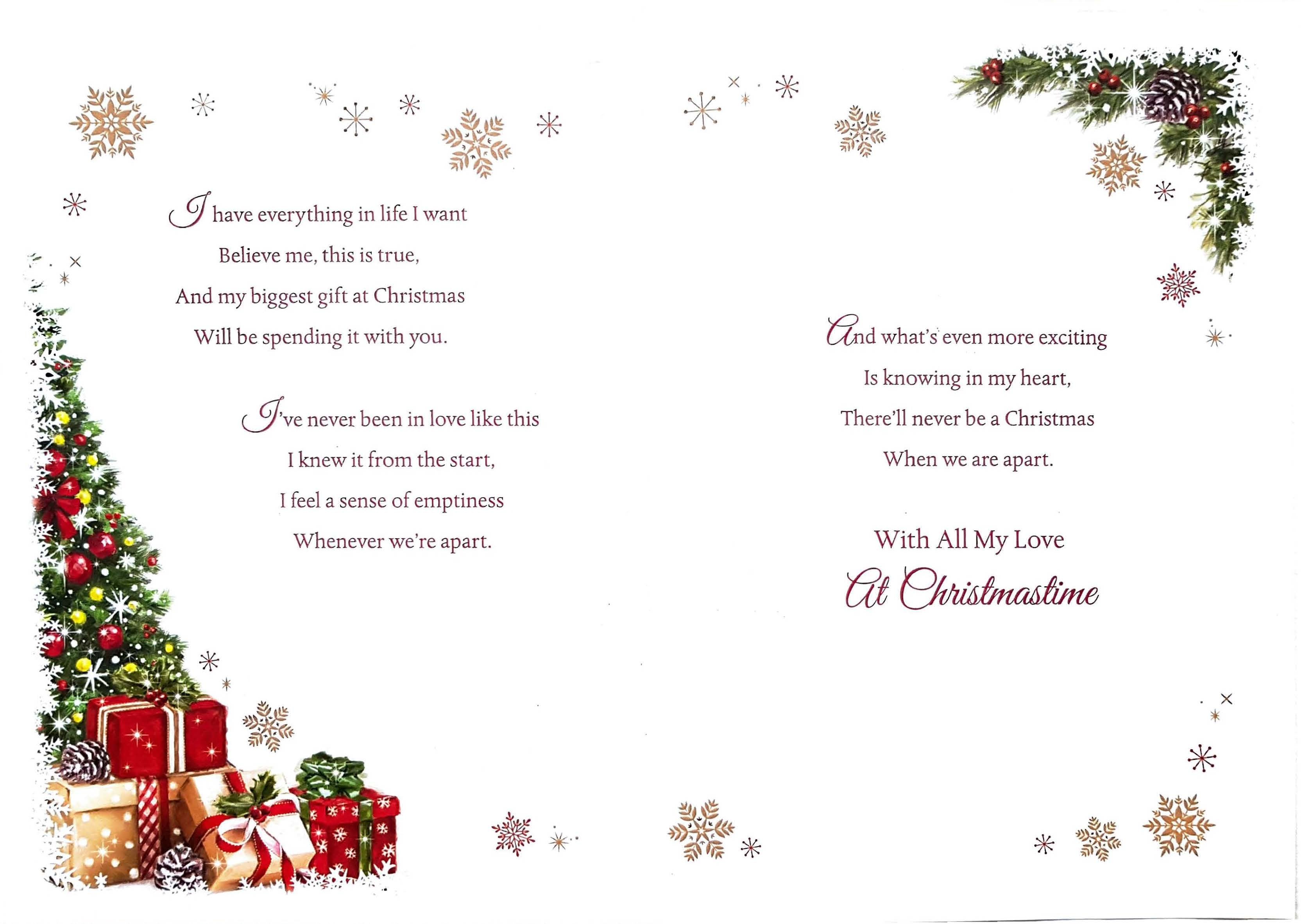 To My Beautiful Fiancée with Love at Christmas Time Card by Grass Roots