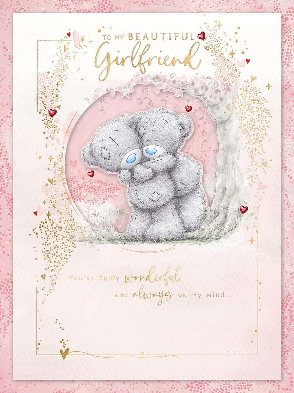 Beautiful Girlfriend Me to You Bear Valentine's Day Boxed Card - Bears Hugging Under Tree