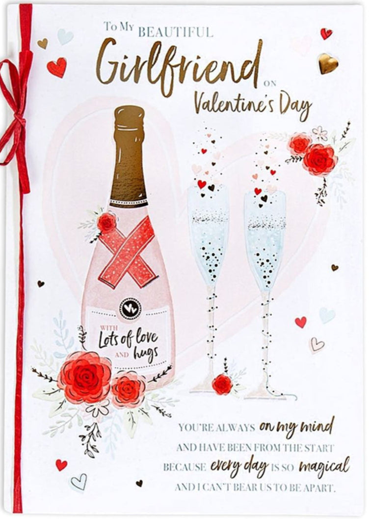 Girlfriend Valentine's Day Card - Champagne And Glasses