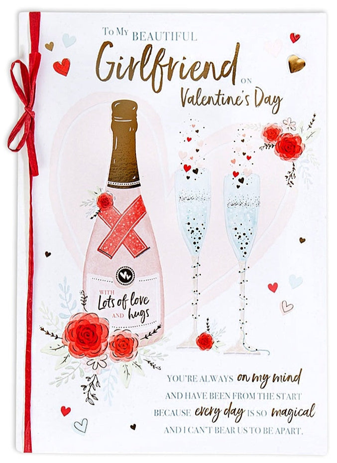 Girlfriend Valentine's Day Card - Champagne And Glasses