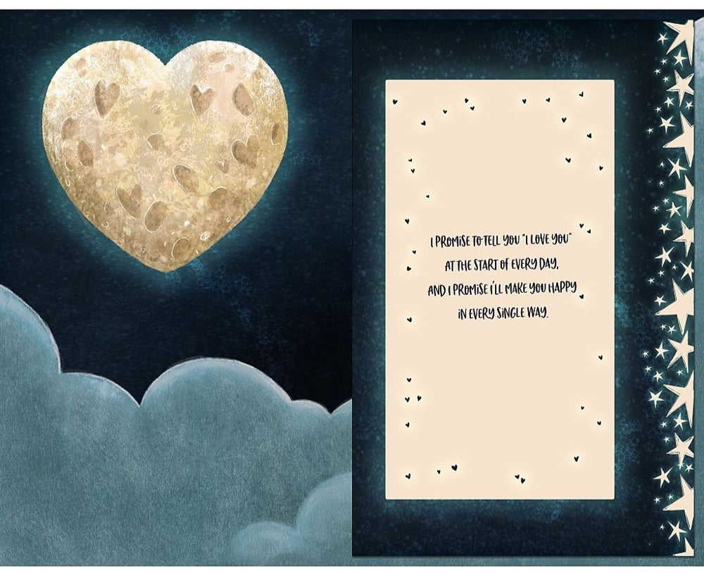 Boyfriend Valentines Day Card - Couple Sat on Moon Swing