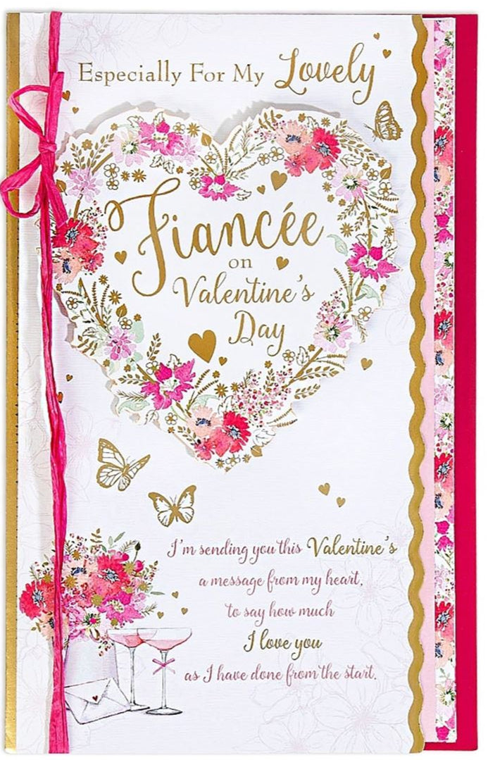 Fiancee Valentines Day Card - Floral Heart