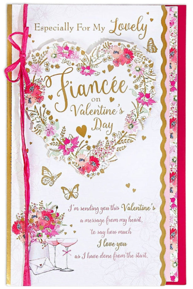 Fiancee Valentines Day Card  - Floral Heart