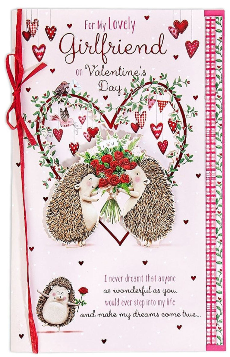 Girlfriend Valentines Day Card Hedgehogs With Roses