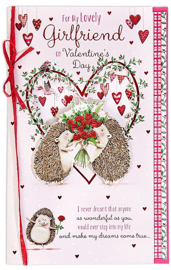 Girlfriend Valentines Day Card Hedgehogs With Roses