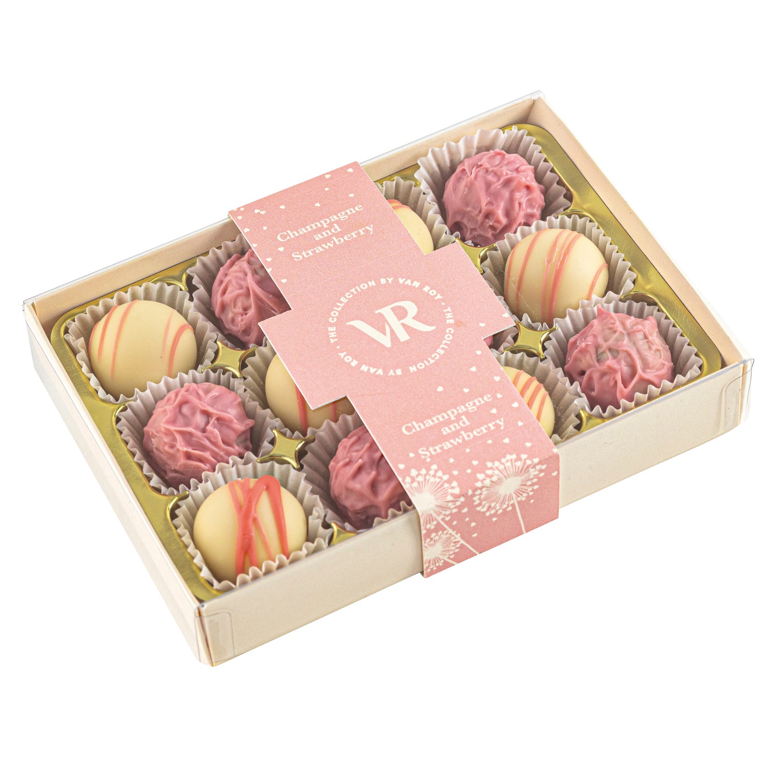 The Champagne and Strawberry Collection in 12pc Cream Box