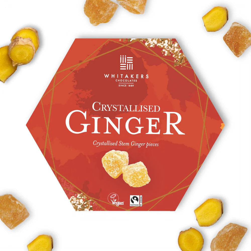 Whitakers Crystallised Stem Ginger in Hexagon Box