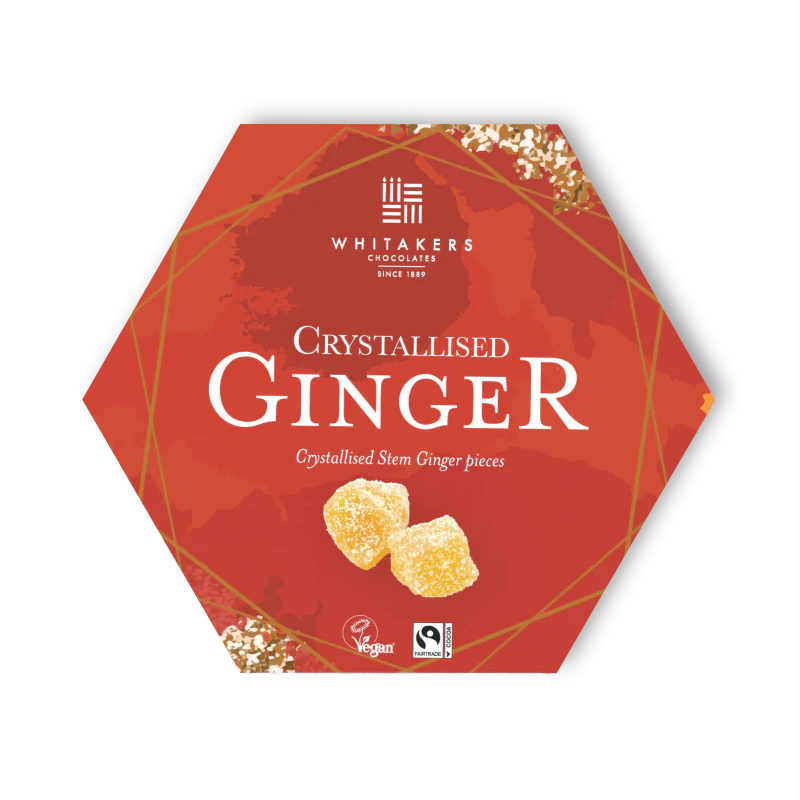 Whitakers Crystallised Stem Ginger in Hexagon Box