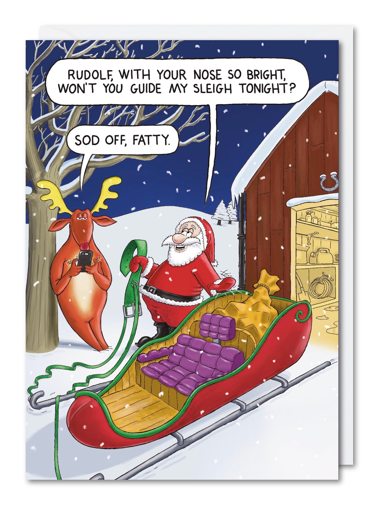 Humorous Christmas Card - Nose So Bright