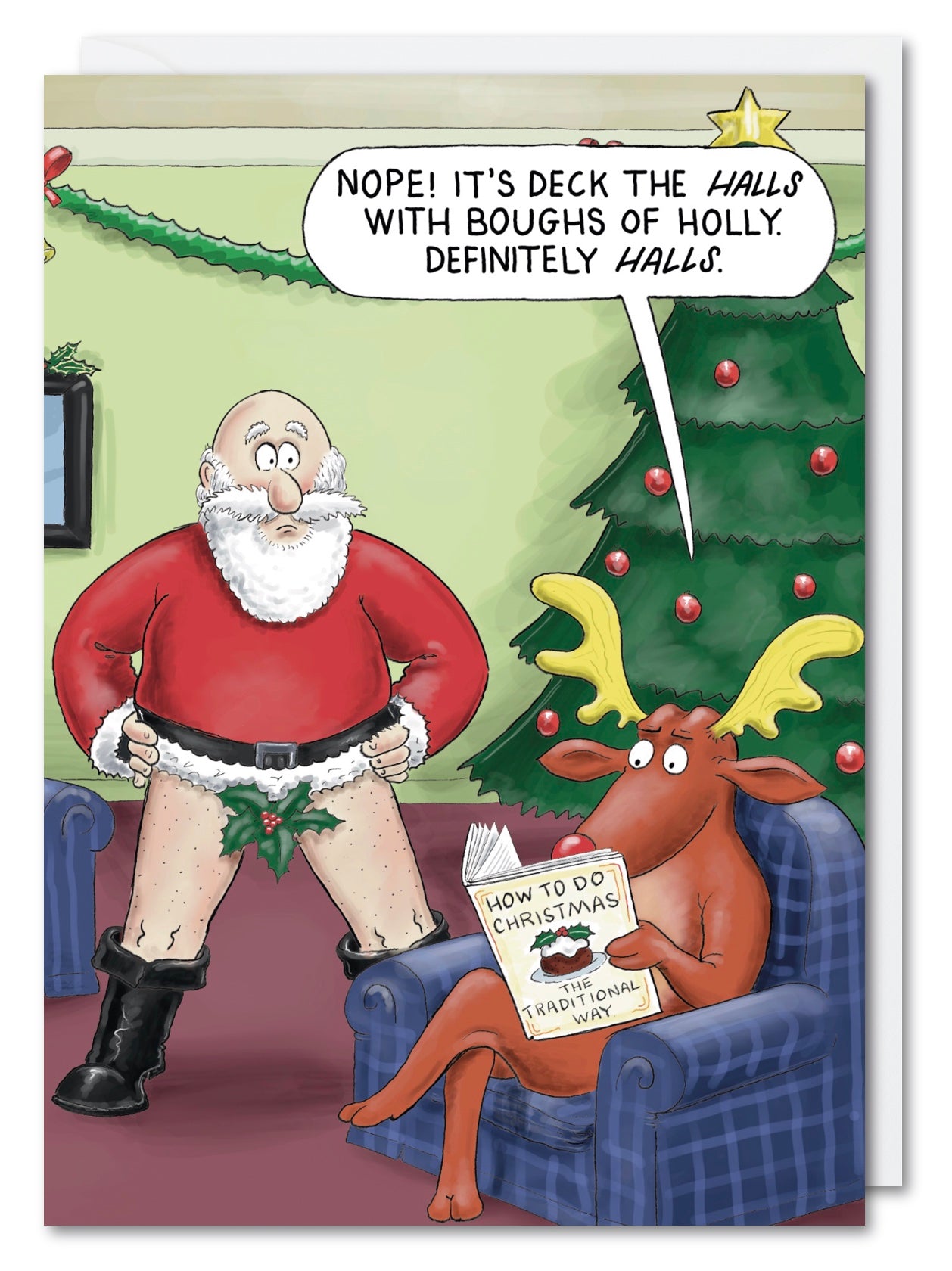 Humorous Christmas Card - Deck the Halls