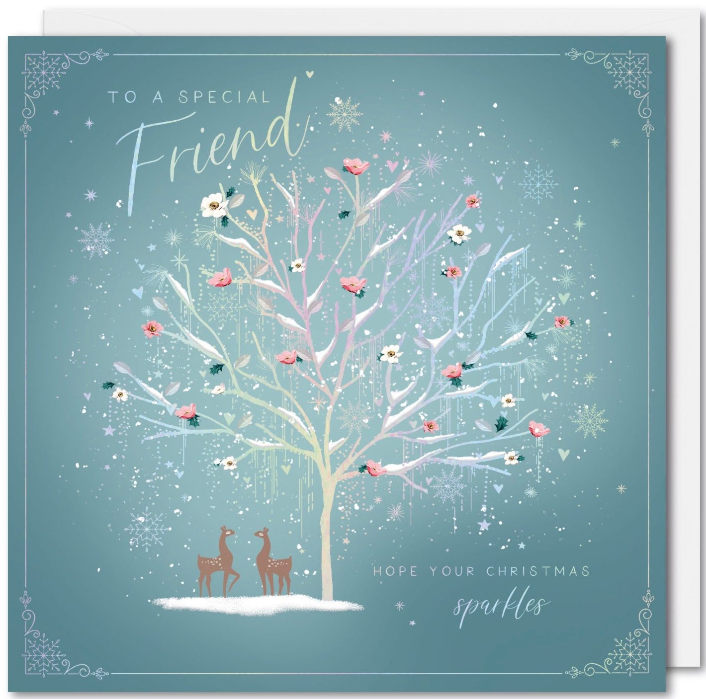 Special Friend Christmas Card - Pretty Tree and Deers