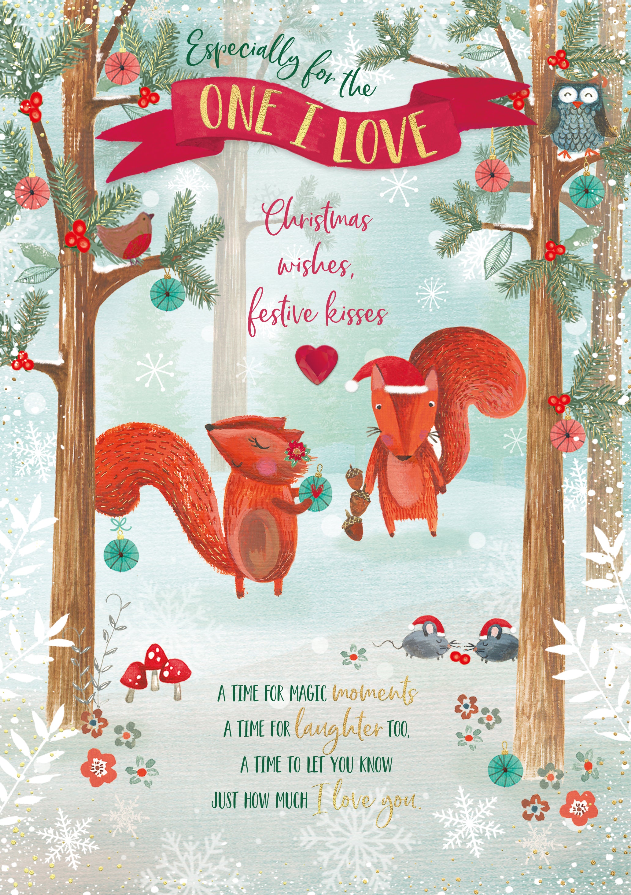 One I Love Christmas Card - Foxes In The Woods