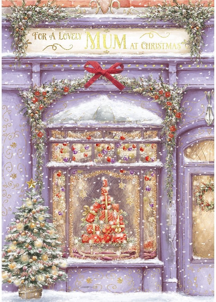 Mum Christmas Card - Shop Window And Christmas Tree