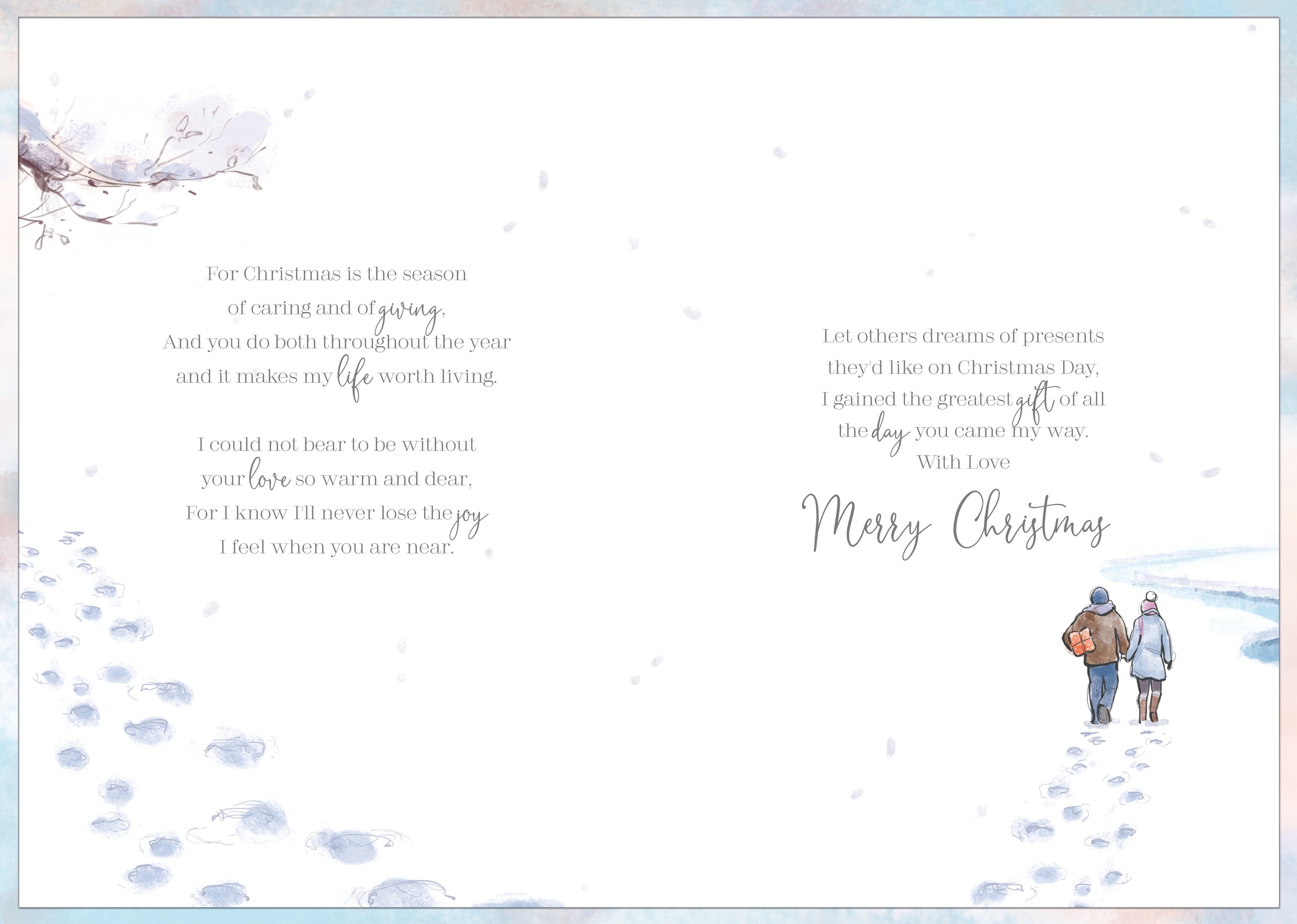 Special Husband Christmas Card - Couple Walking In The Snow