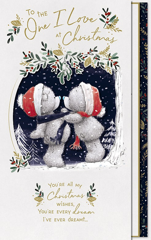 One I Love Handmade Me to You Bear Christmas Card - Bears Kissing