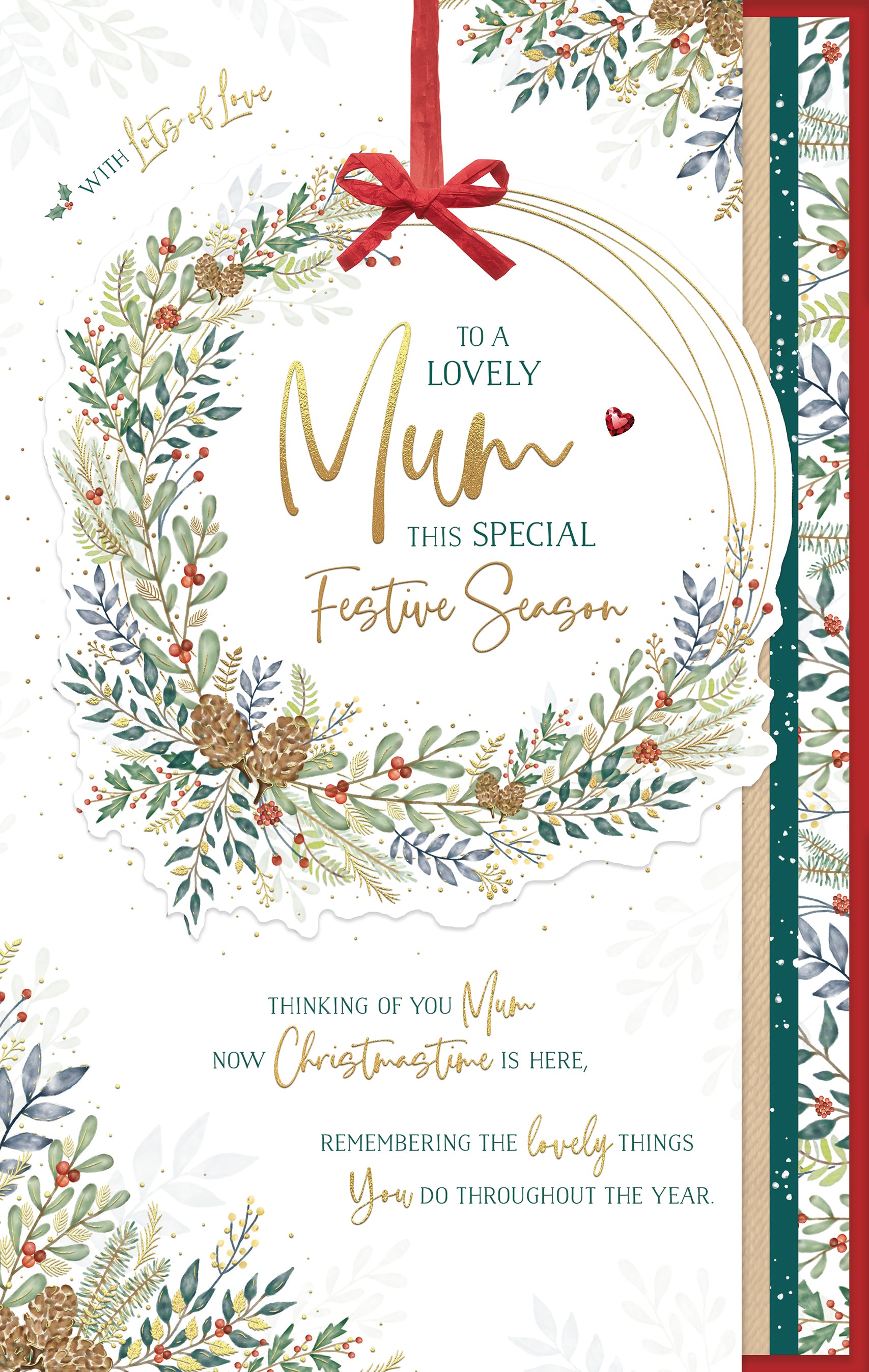 Mum Christmas Card - Xmas Florals And Berries