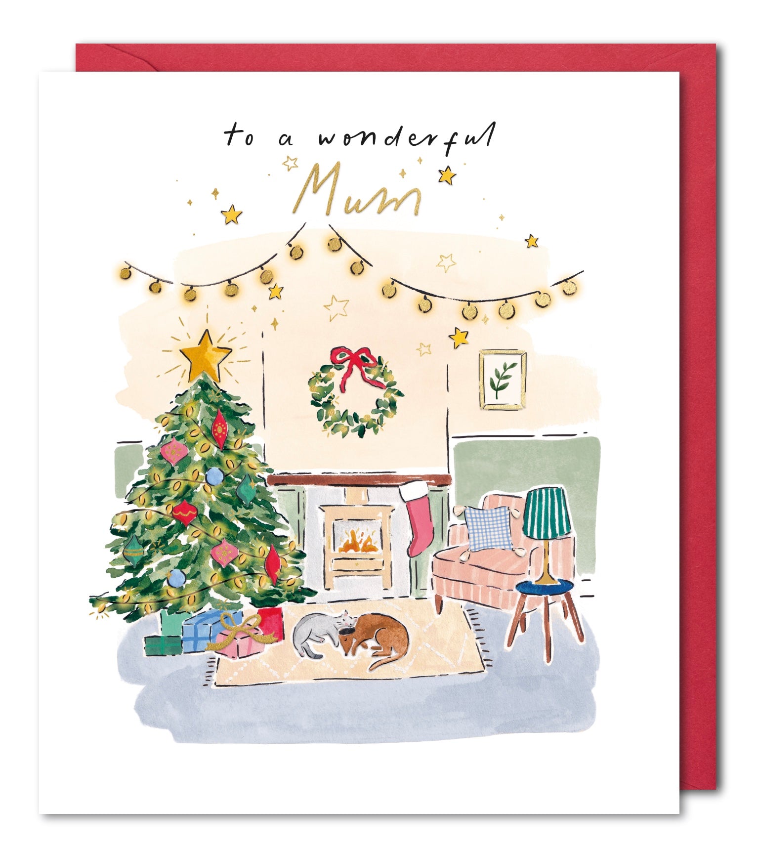 Mum Christmas Card - Christmas Setting by the Tree