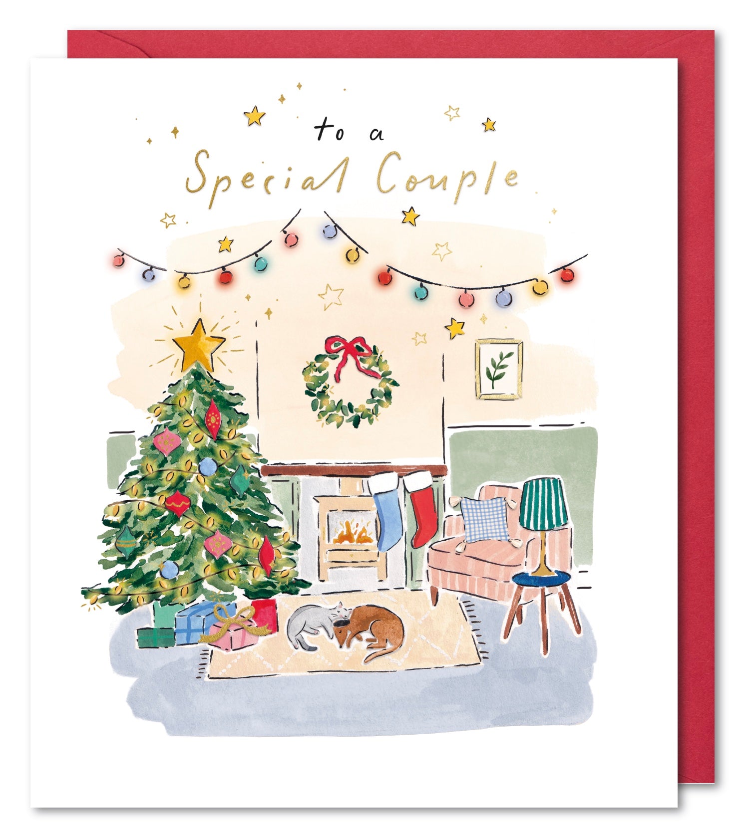 Special Couple Christmas Card - Christmassy Setting in the Living Room