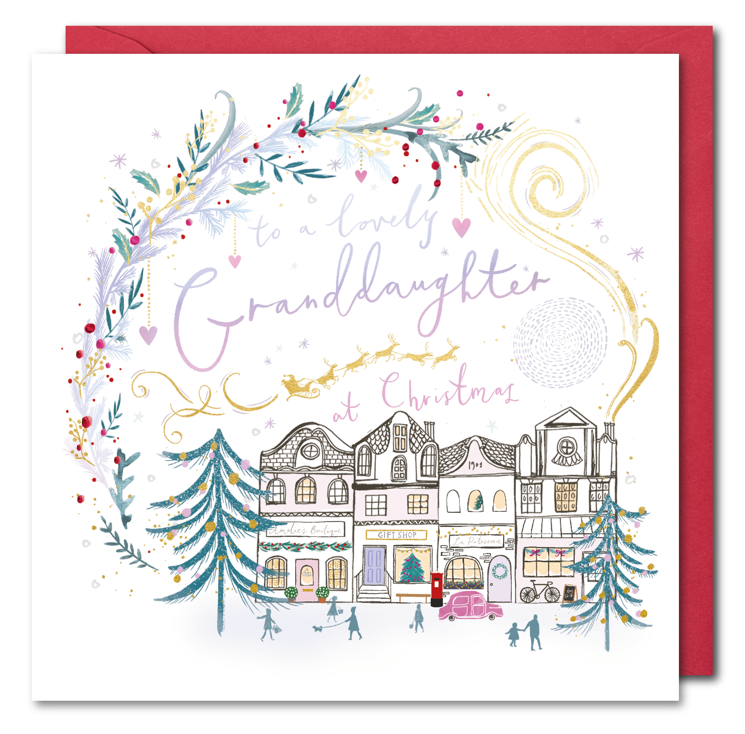 Granddaughter Christmas Card - Pretty Illustrations of a Christmas Day