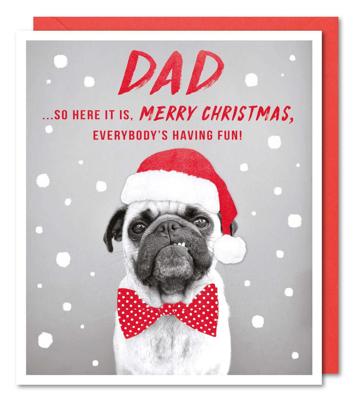 Dad Christmas Card - Pugsy Having Fun