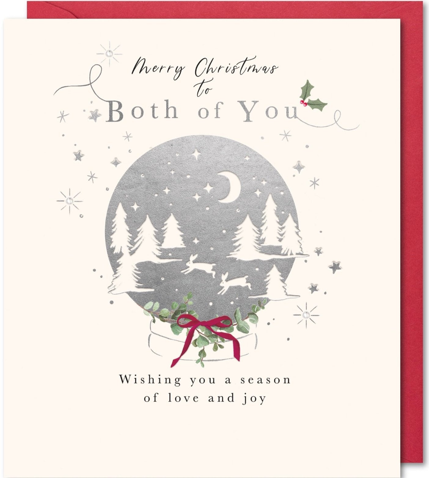 Both of You Christmas Card - Christmas Bauble, Rabits Skipping