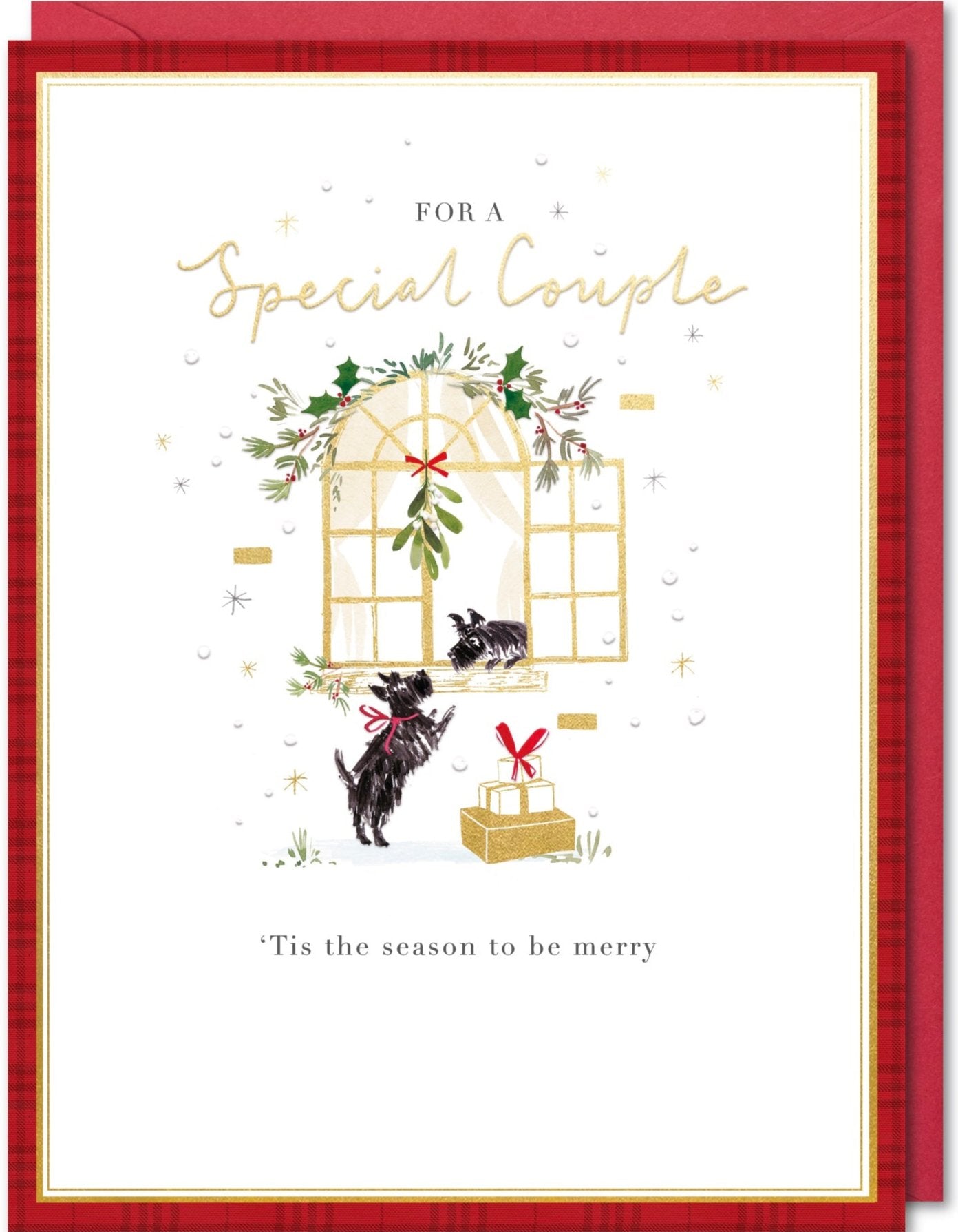 Special Couple Christmas Card - Puppy's Playing and Gifts