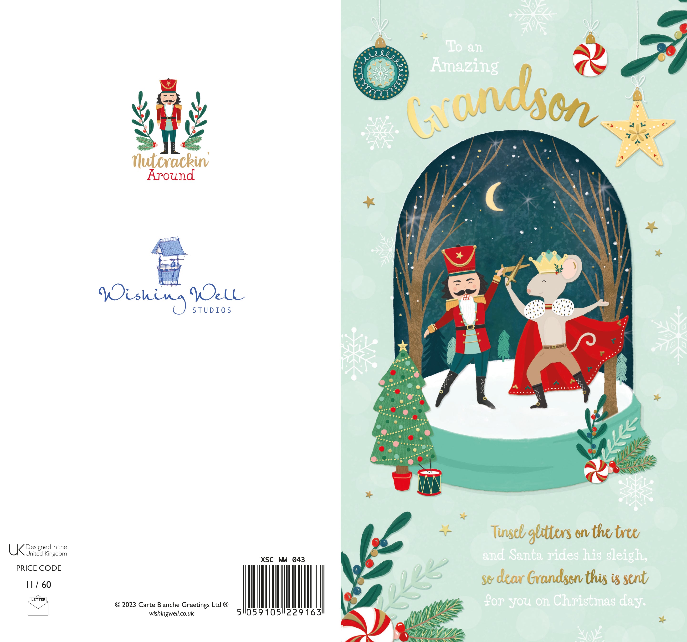 Grandson Christmas Card - Mouse And King Dancing