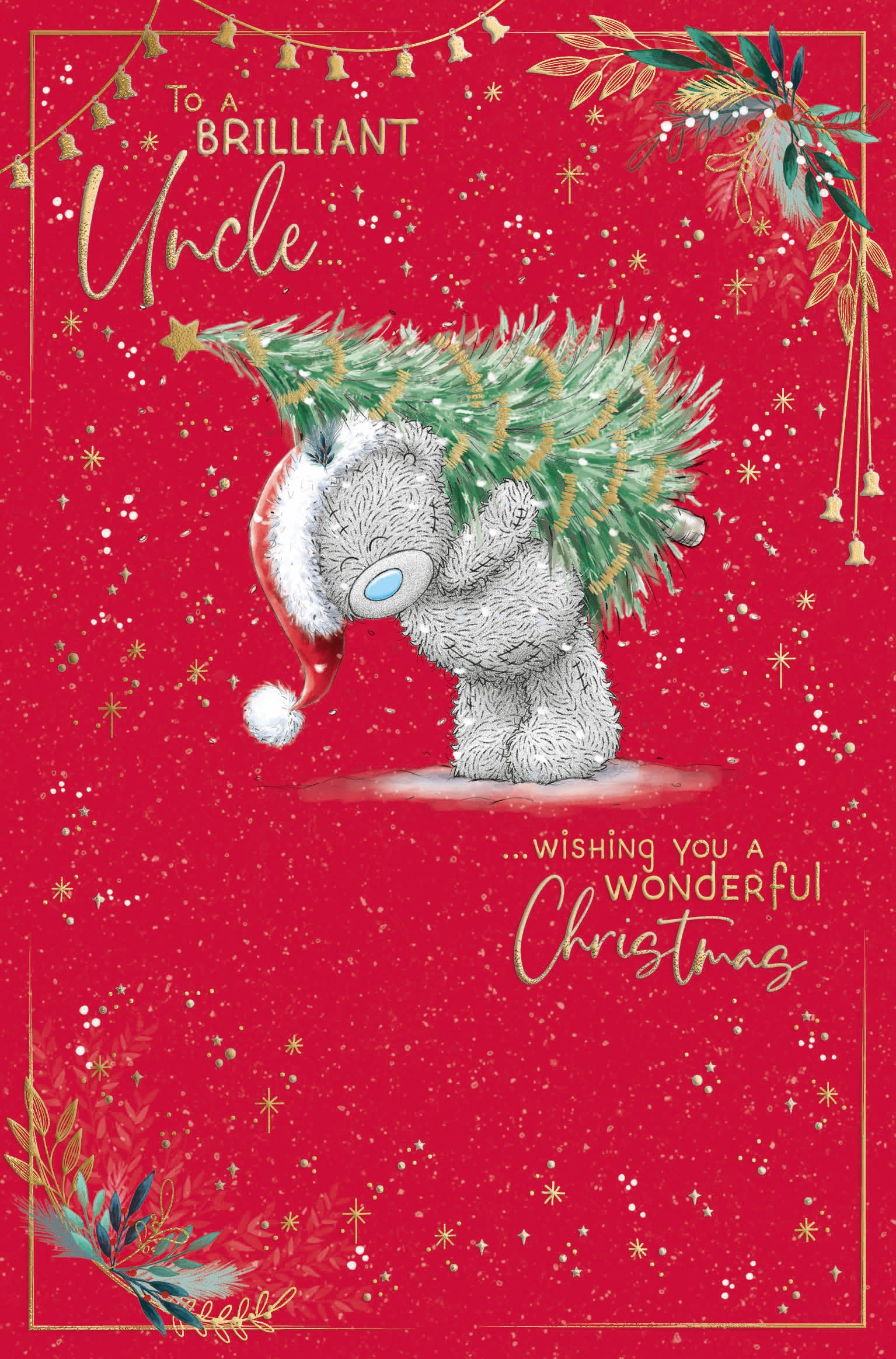 Uncle Christmas Card - Bear Carrying Christmas Tree