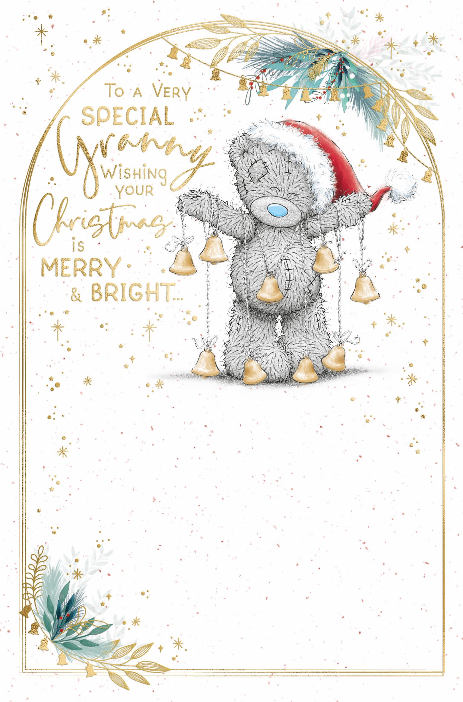 Granny Christmas Card - Bear Holding Bell