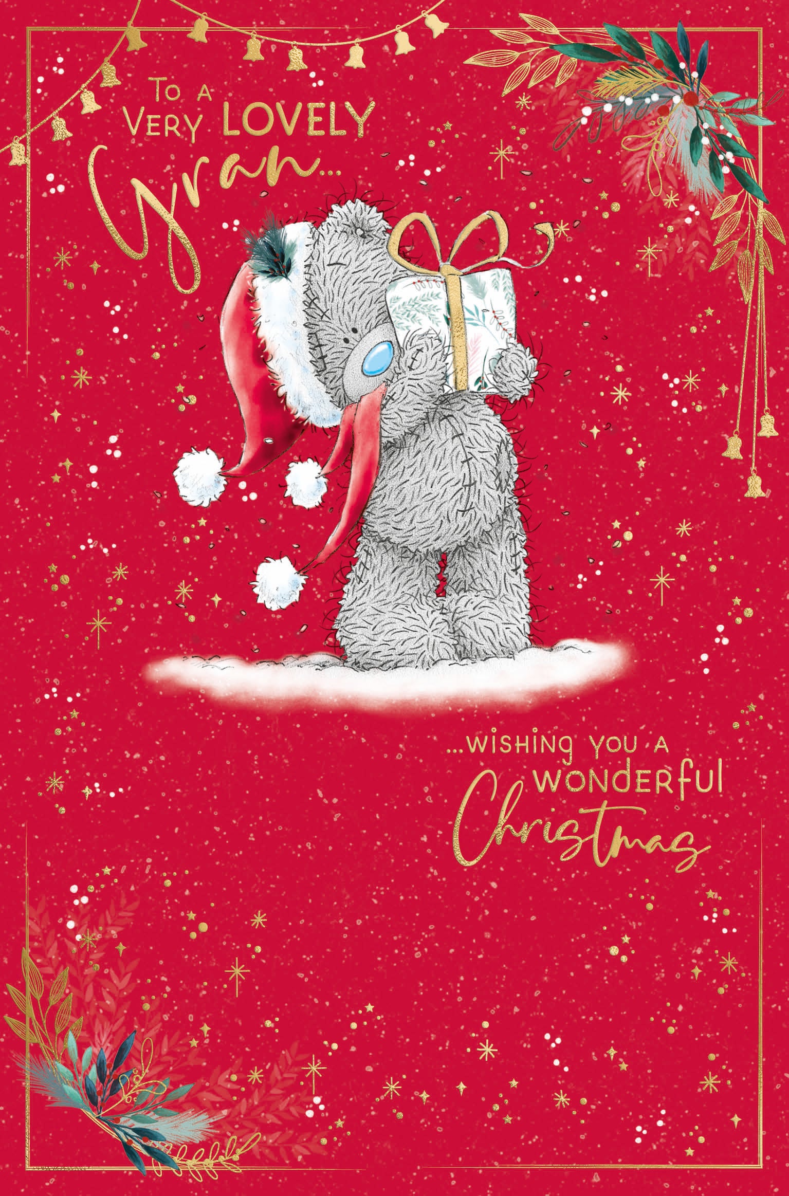 Gran Christmas Card - Bear holding Gift