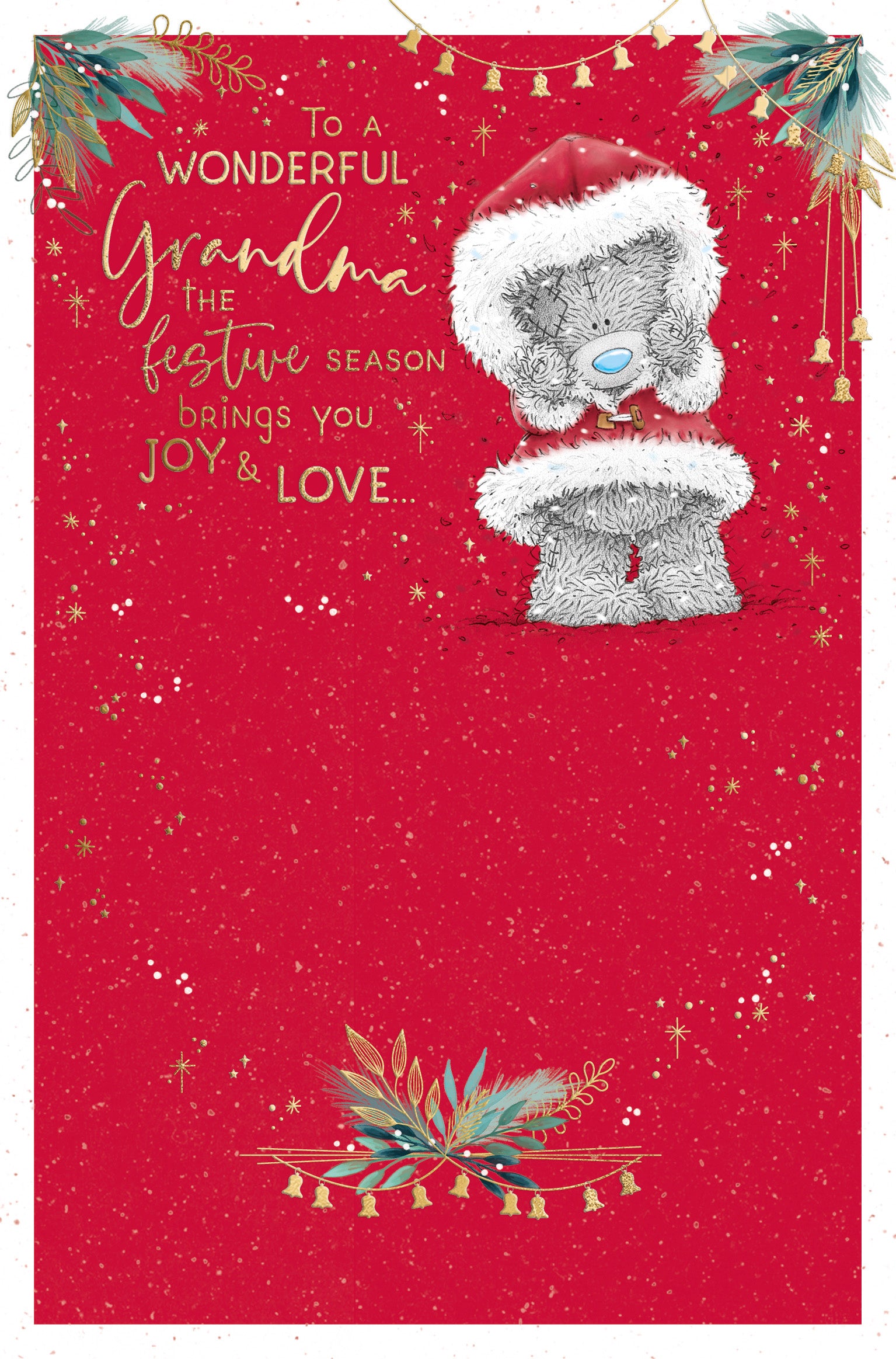 Grandma Christmas Card - Bear Wearing Santa Outfit