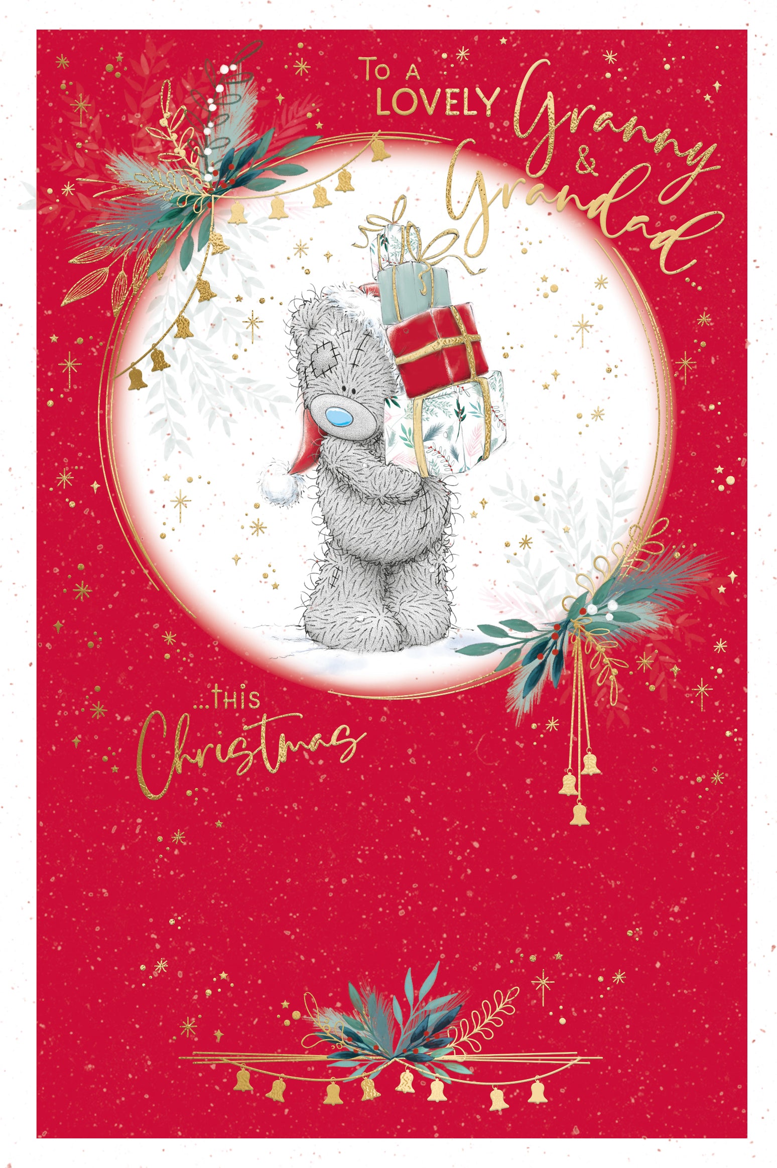 Granny And Grandad Christmas Card - Bear  Carriying