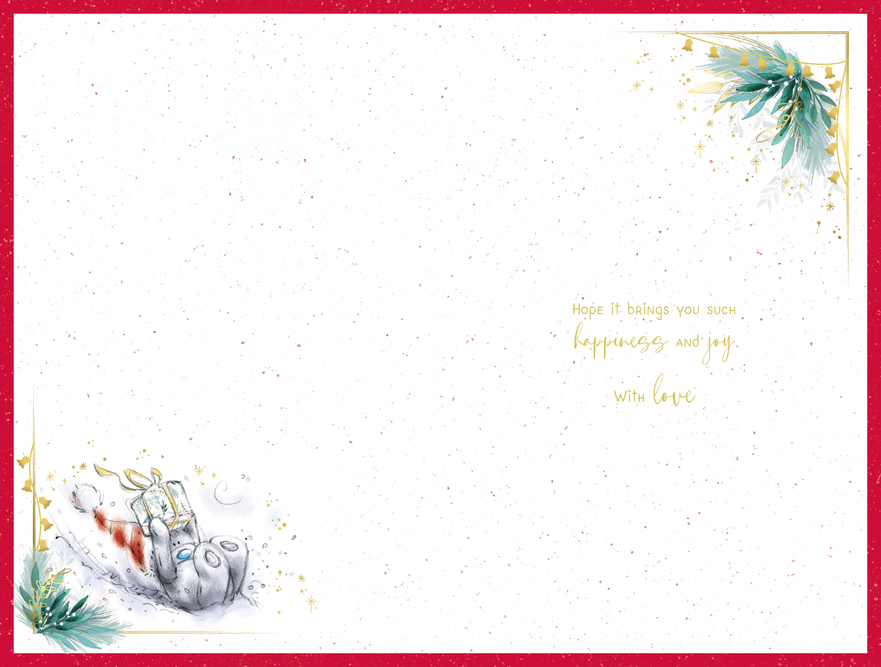 Nephew Christmas Card - Bear in The Snow With Gift