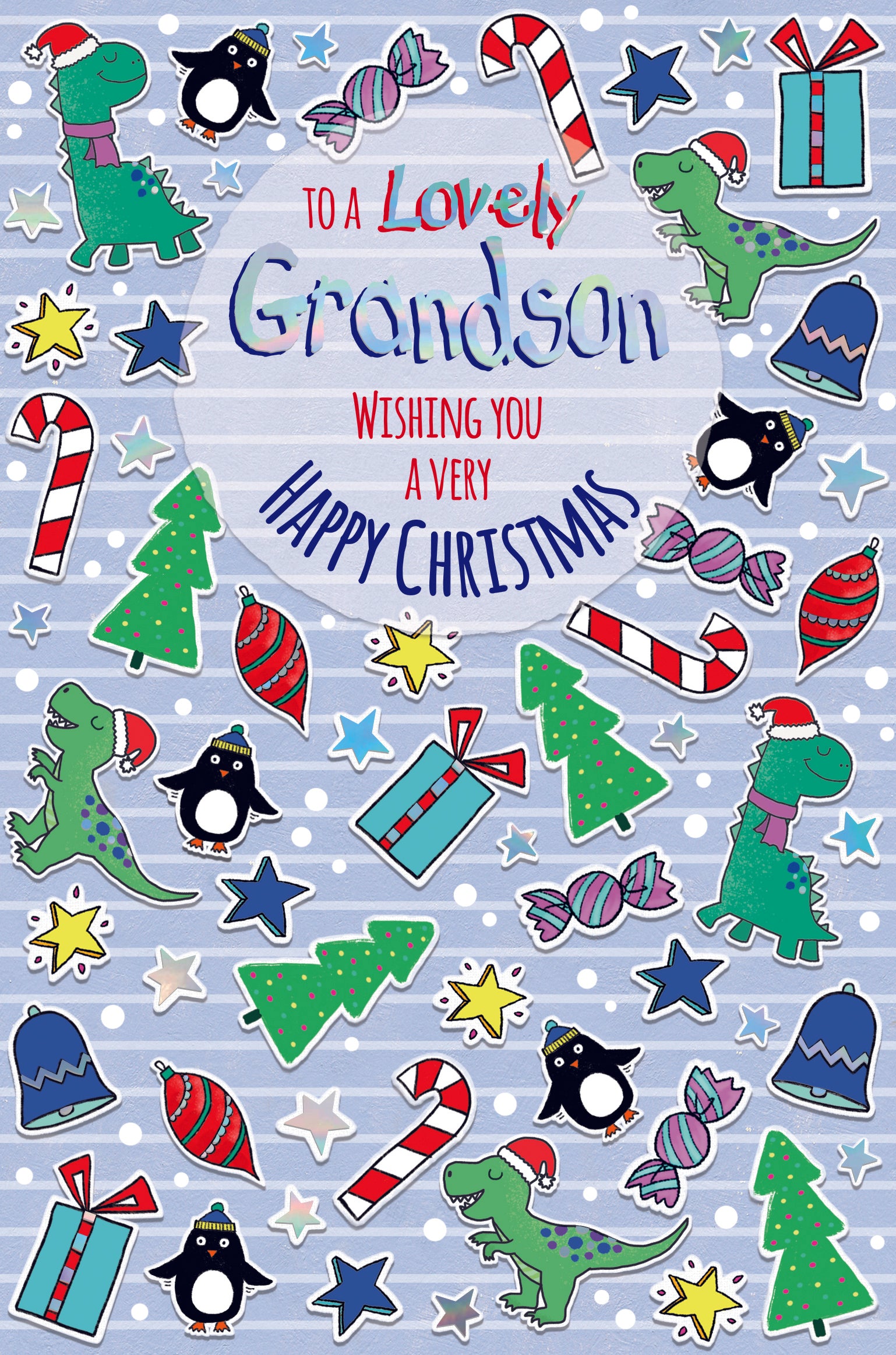 Grandson Christmas Card - Xmas Stickers