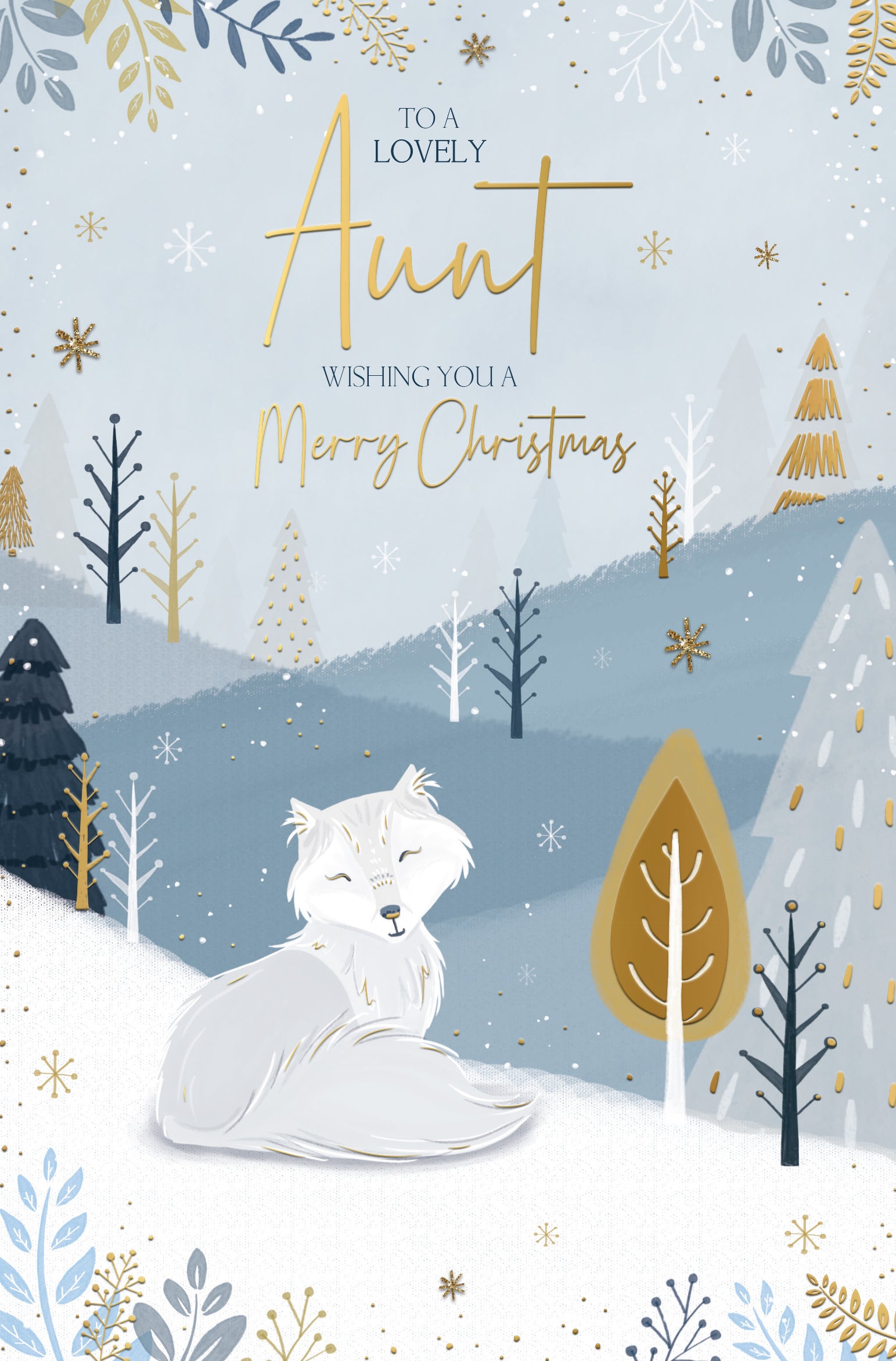 Aunt Christmas Card - Snowfox