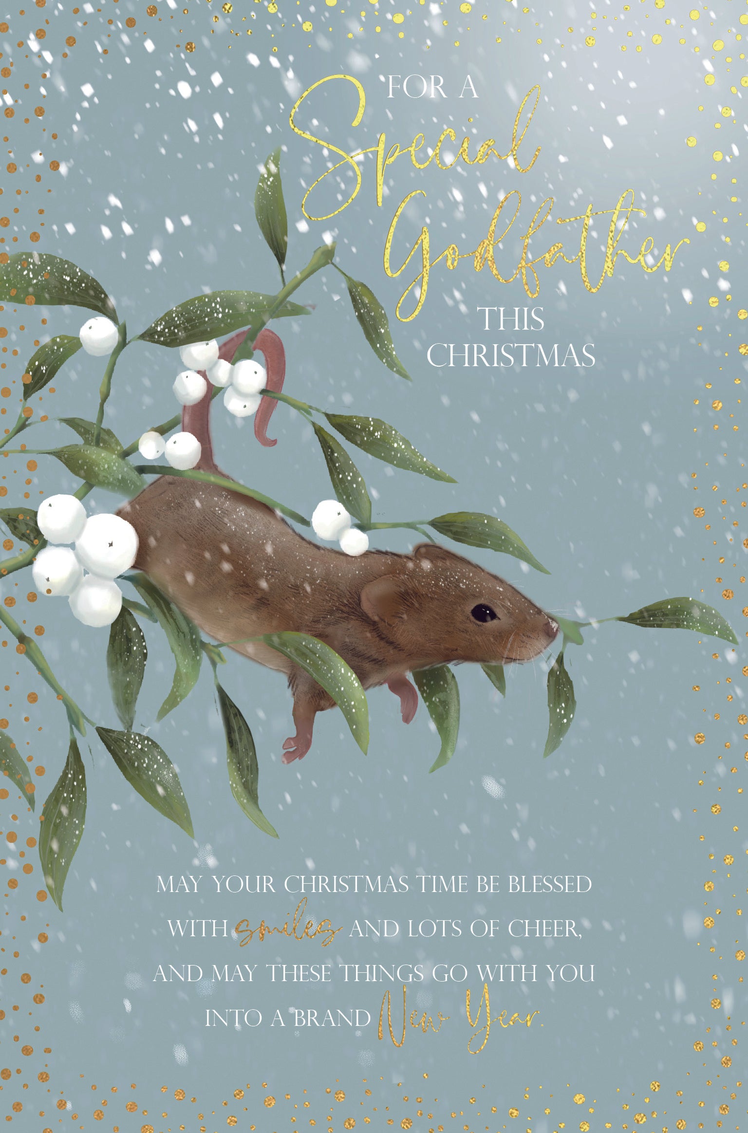 Godfather Christmas Card - Mouse And Misleto