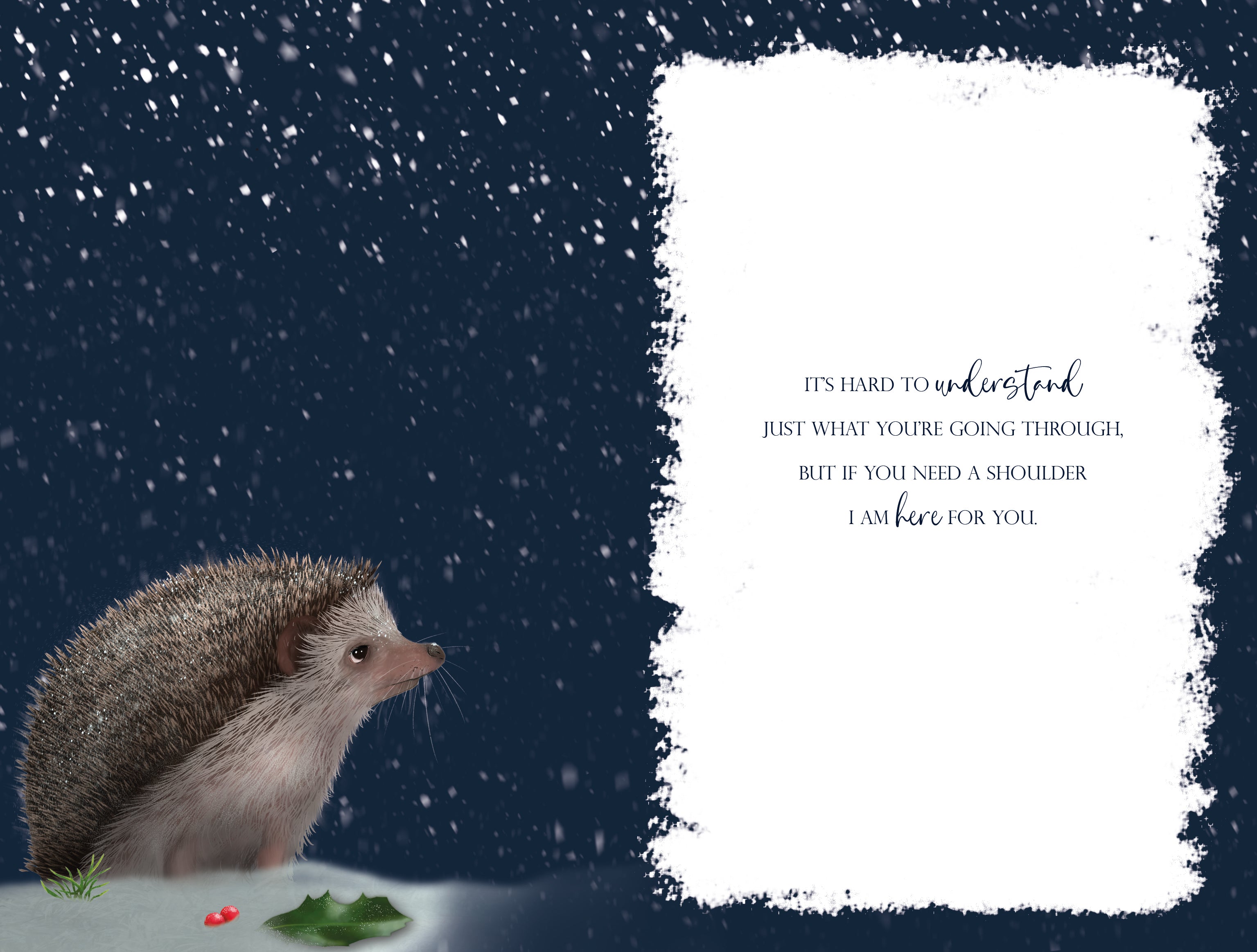 Caring Message at Christmas Card - Hedgehog