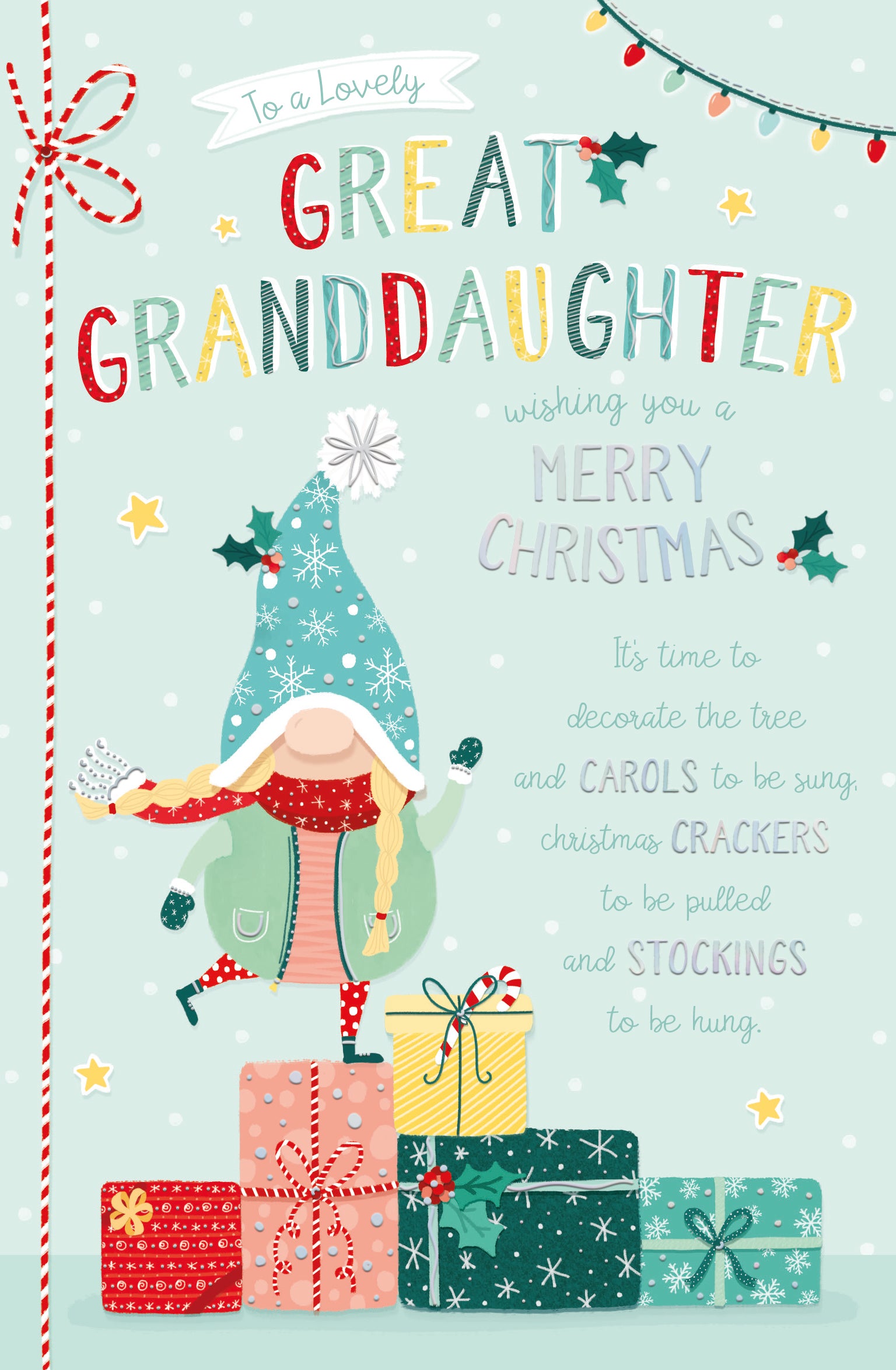 Great Granddaughter Christmas Card - Gonk On Presents