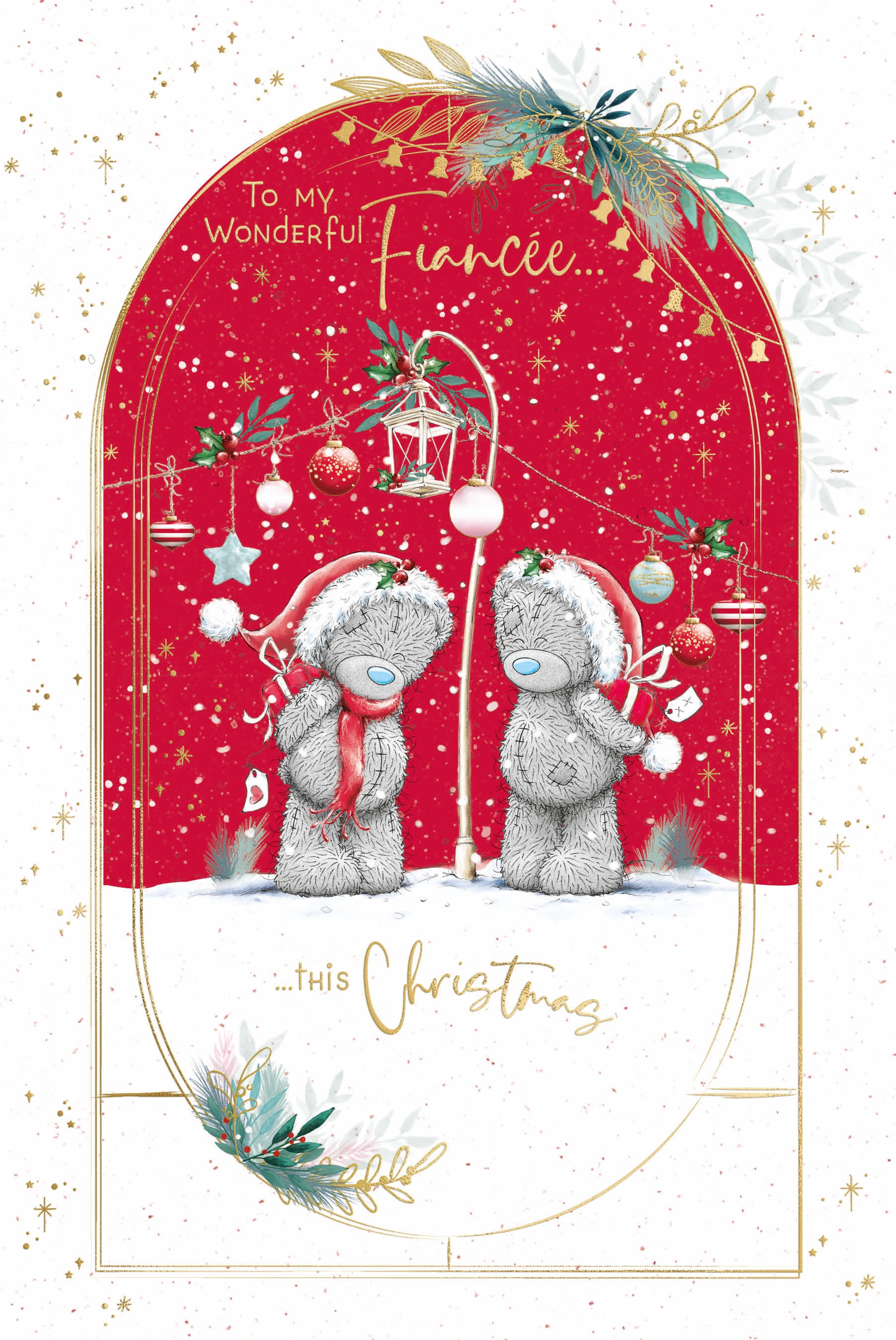 Fiancee Christmas Card - Bears With Gifts