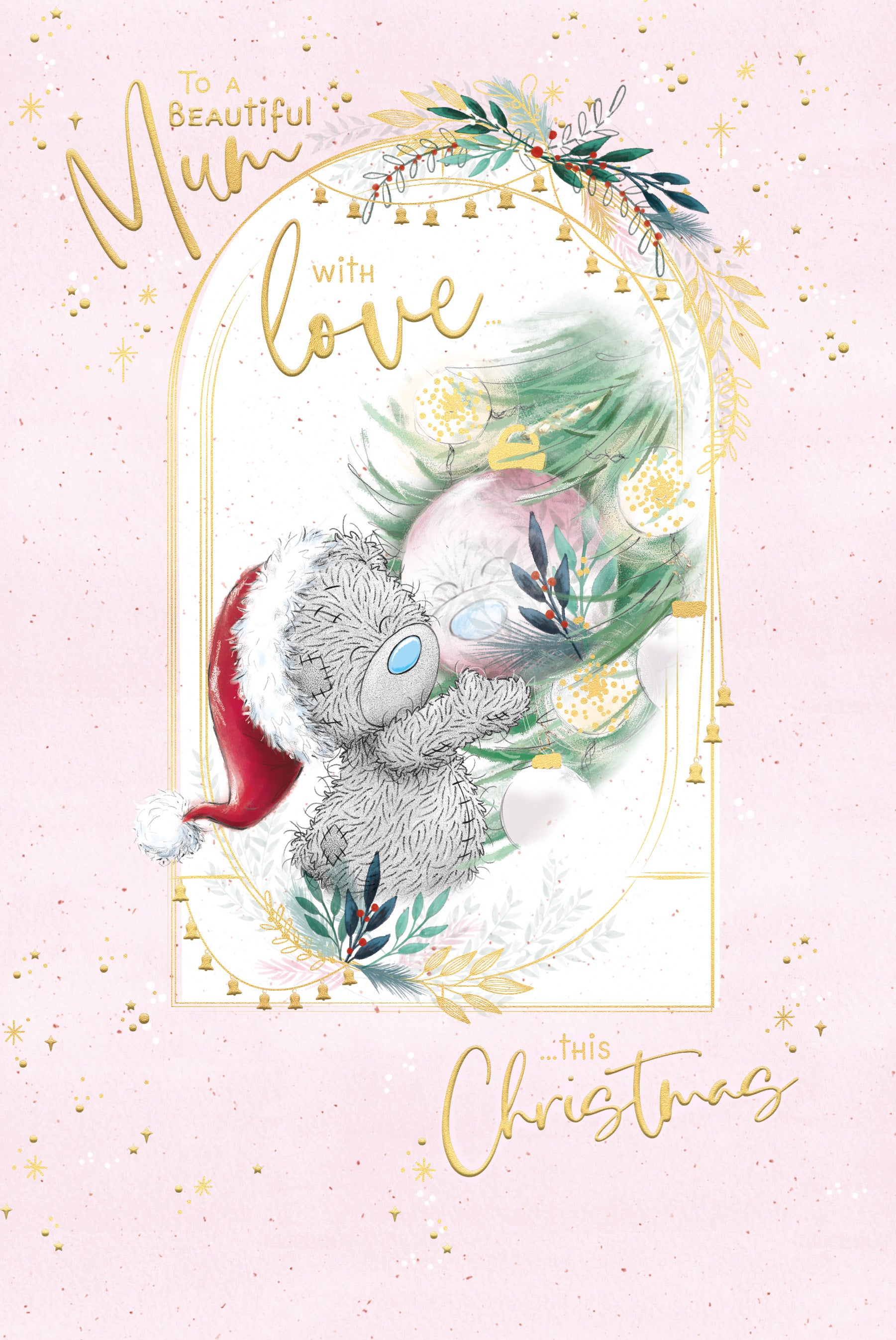 Mum Christmas Card - Bear With Bauble