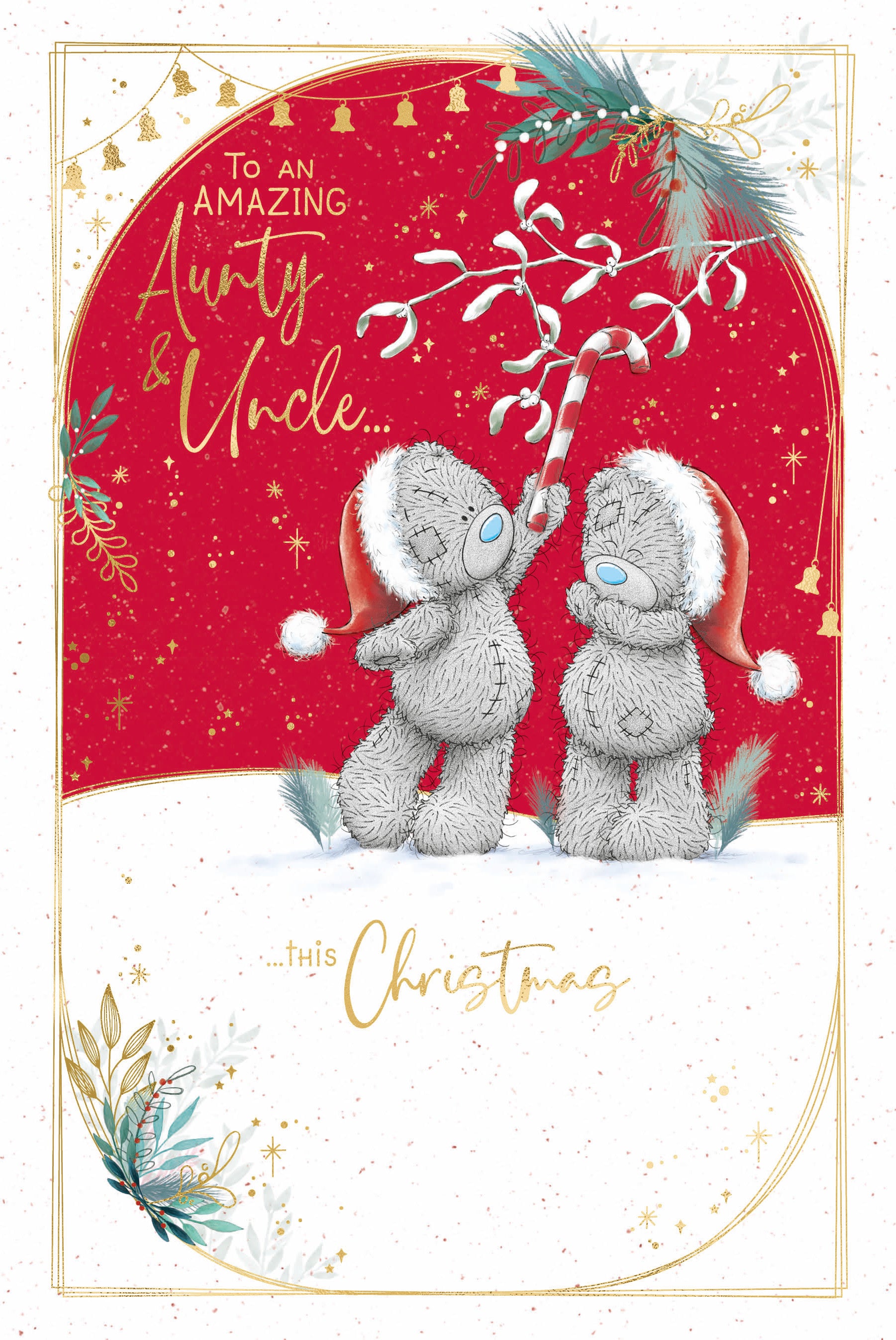 Aunty and Uncle Christmas Card - Bears with Candy Canes