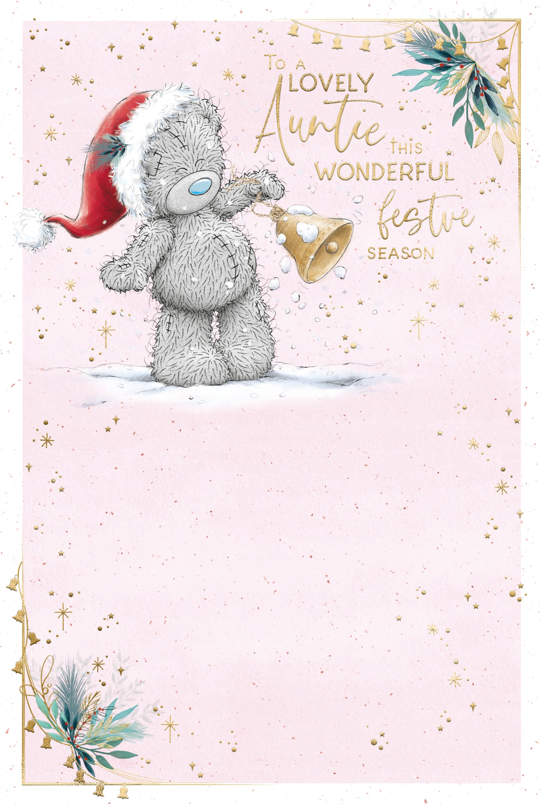 Auntie Christmas Card -Bear Ringing Bell