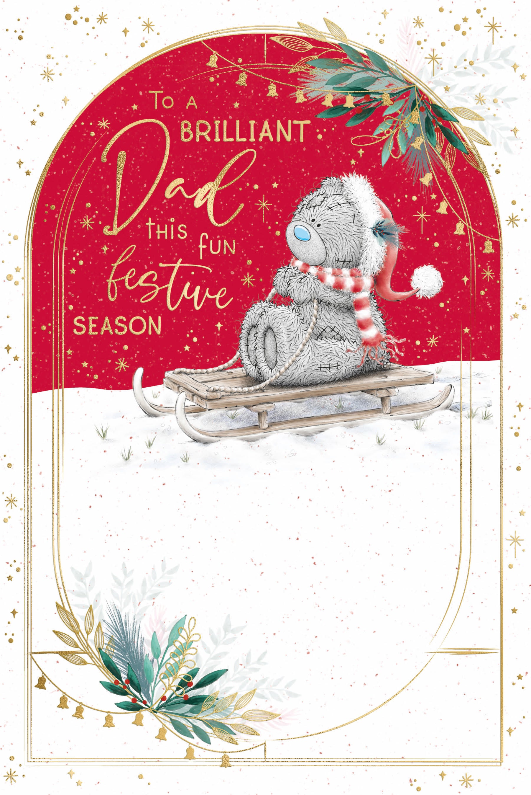 Dad Christmas Card - Bear On Sledge